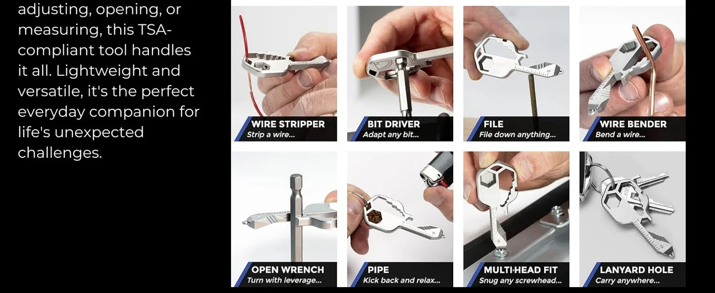 Key Multi-Tool — 16-in-1 Stainless Steel EDC Keychain Tool