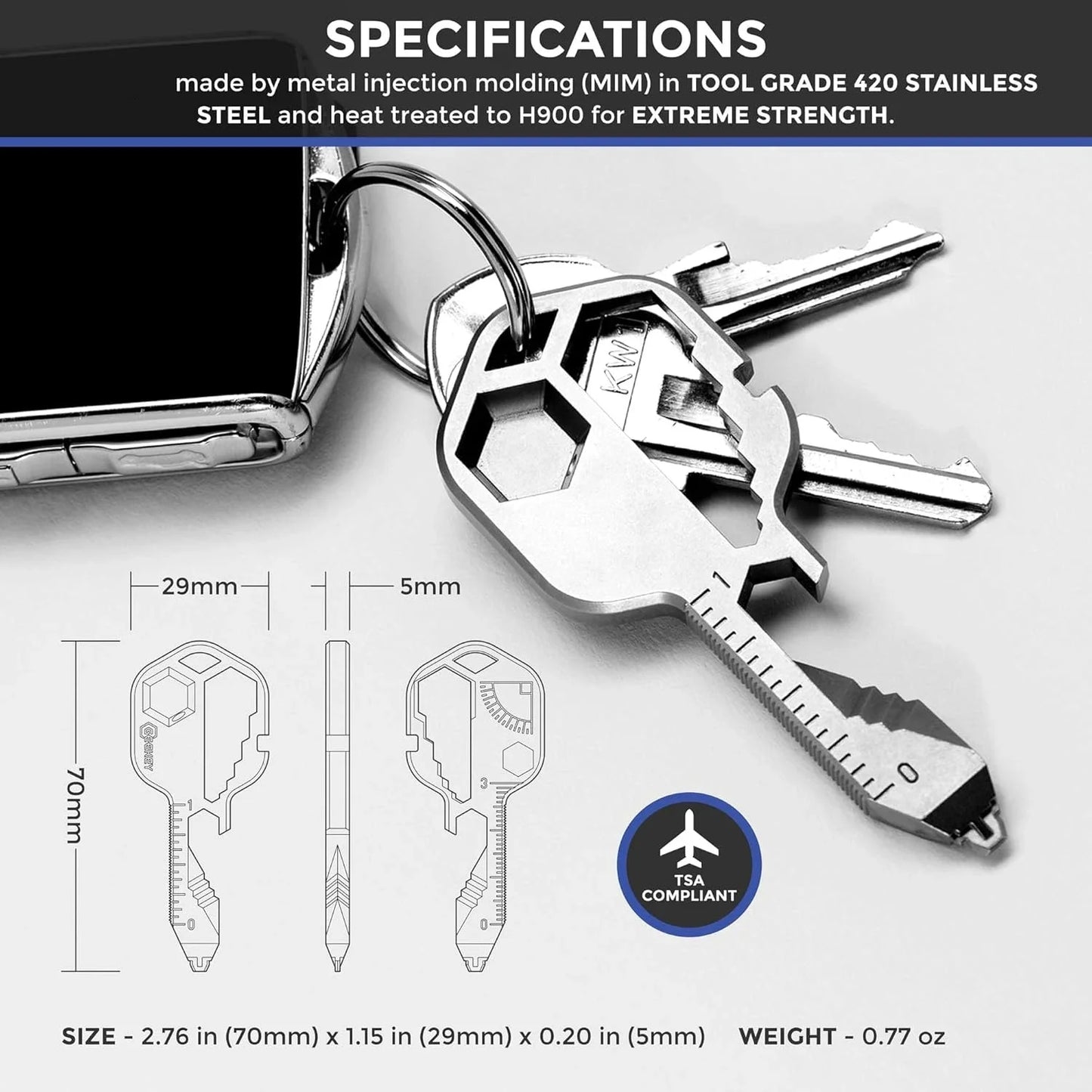 Key Multi-Tool — 16-in-1 Stainless Steel EDC Keychain Tool